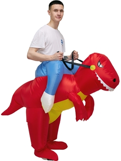 Костюм надувной "Всадник на красном динозавре"